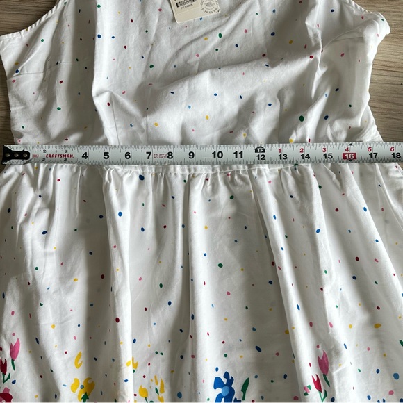 Lanz of Salsburg // Cotton White Long Dress V Neck Sleeveless Floral Size M - Picture 9 of 13